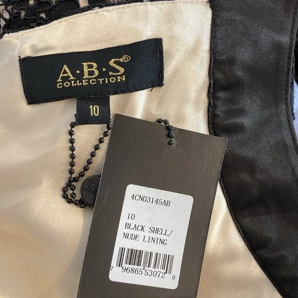 NWT A.B.S. Collection Black Lace Halter Dress, Size 10 - Picture 16 of 17